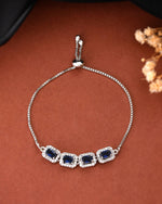 Thumbnail for Jewels Nest Navy Blue Square Stone Diamond-Style Adjustable Bracelet - Distacart