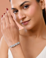 Thumbnail for Jewels Nest Classic White Square Stone Diamond-Style Adjustable Bracelet - Distacart