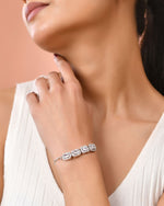 Thumbnail for Jewels Nest Classic White Square Stone Diamond-Style Adjustable Bracelet - Distacart