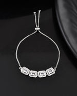 Thumbnail for Jewels Nest Classic White Square Stone Diamond-Style Adjustable Bracelet - Distacart