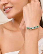 Thumbnail for Jewels Nest Emerald Green Square Stone Diamond-Style Adjustable Bracelet - Distacart