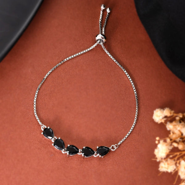 Jewels Nest Classic Black Teardrop Stone Adjustable Bracelet - Distacart