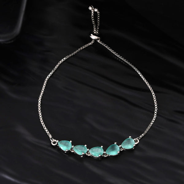 Jewels Nest Mint Green Stone Adjustable Bracelet For Women - Distacart