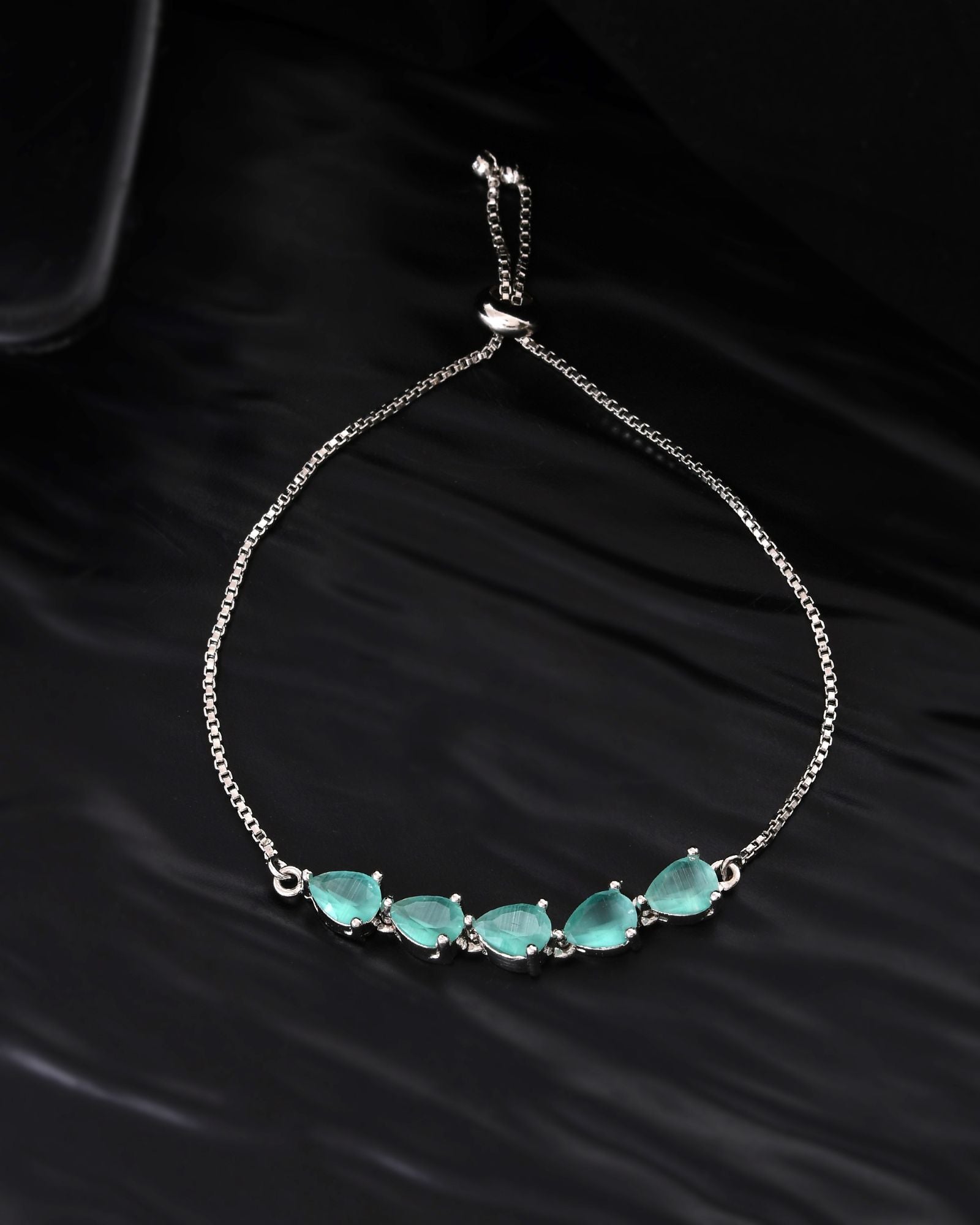 Jewels Nest Mint Green Stone Adjustable Bracelet For Women - Distacart
