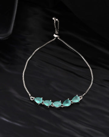 Jewels Nest Mint Green Stone Adjustable Bracelet For Women - Distacart