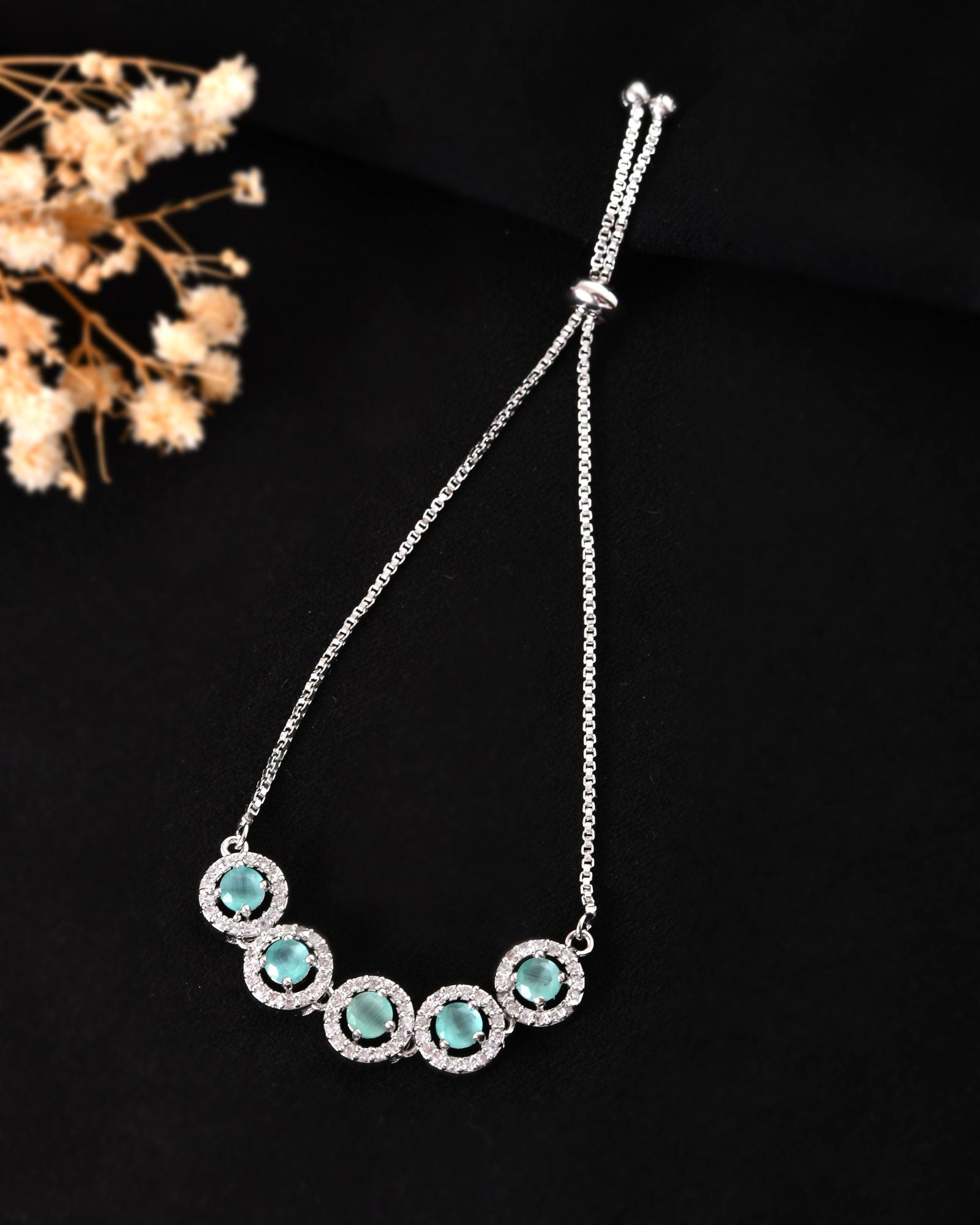 Jewels Nest Green Halo Crystal Adjustable Bracelet For Women - Distacart