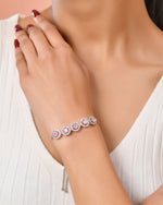 Thumbnail for Jewels Nest Silver Plated Pink Stone Adjustable Bracelet - Distacart