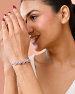 Thumbnail for Jewels Nest Silver Plated Pink Stone Adjustable Bracelet - Distacart