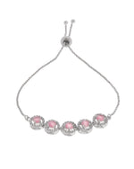 Thumbnail for Jewels Nest Silver Plated Pink Stone Adjustable Bracelet - Distacart