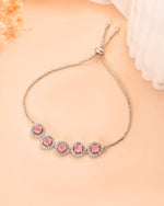 Thumbnail for Jewels Nest Silver Plated Pink Stone Adjustable Bracelet - Distacart