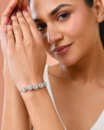 Thumbnail for Jewels Nest Silver Plated White Stone Circle Design Bracelet - Distacart