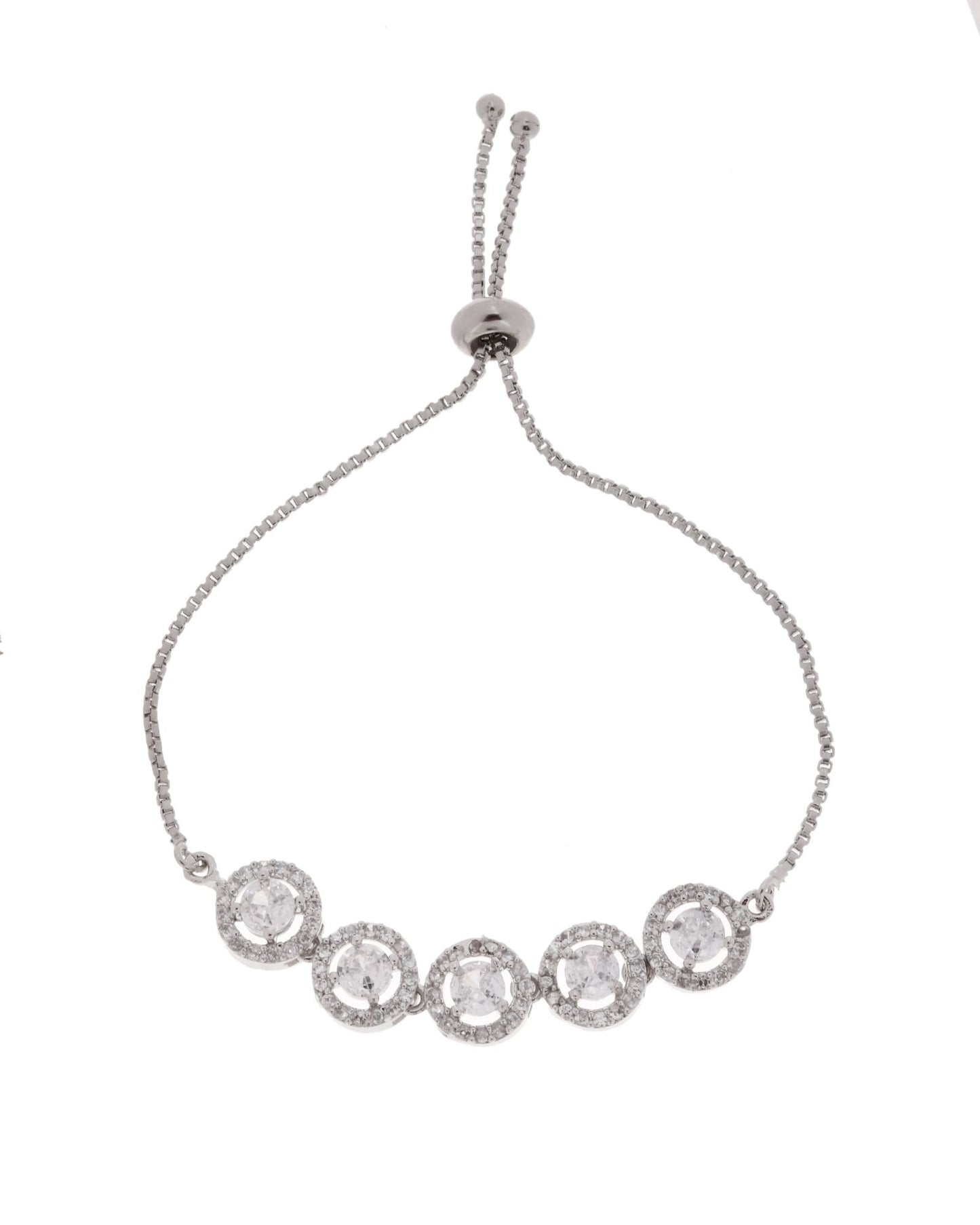 Jewels Nest Silver Plated White Stone Circle Design Bracelet - Distacart
