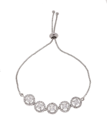 Jewels Nest Silver Plated White Stone Circle Design Bracelet - Distacart