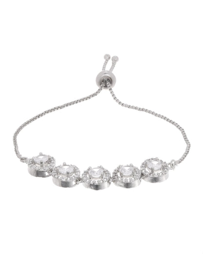 Jewels Nest Silver Plated White Stone Circle Design Bracelet - Distacart