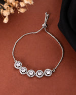 Thumbnail for Jewels Nest Silver Plated White Stone Circle Design Bracelet - Distacart