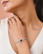 Thumbnail for Jewels Nest Silver Plated Emerald Purple Stone Floral Bracelet - Distacart