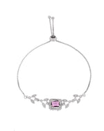 Thumbnail for Jewels Nest Silver Plated Emerald Purple Stone Floral Bracelet - Distacart