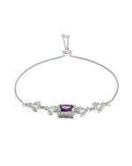 Thumbnail for Jewels Nest Silver Plated Emerald Purple Stone Floral Bracelet - Distacart