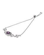 Thumbnail for Jewels Nest Silver Plated Emerald Purple Stone Floral Bracelet - Distacart