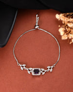 Thumbnail for Jewels Nest Silver Plated Emerald Purple Stone Floral Bracelet - Distacart