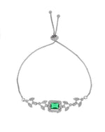 Thumbnail for Jewels Nest Silver Plated Green Stone Adjustable Statement Bracelet - Distacart