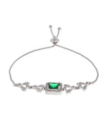 Thumbnail for Jewels Nest Silver Plated Green Stone Adjustable Statement Bracelet - Distacart