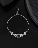 Thumbnail for Jewels Nest Silver Plated Green Stone Adjustable Statement Bracelet - Distacart