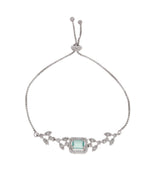 Thumbnail for Jewels Nest Silver Plated Green Stone Adjustable Bracelet With Leaf Cz Design - Distacart