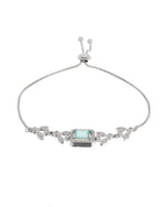 Thumbnail for Jewels Nest Silver Plated Green Stone Adjustable Bracelet With Leaf Cz Design - Distacart