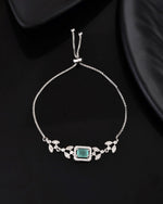 Thumbnail for Jewels Nest Silver Plated Green Stone Adjustable Bracelet With Leaf Cz Design - Distacart