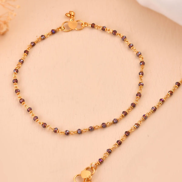 Jewels Nest Gold Tone Beaded Anklet For Women - Distacart