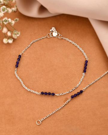 Jewels Nest Silver Plated Purple Beads Chain Anklet For Women - Distacart