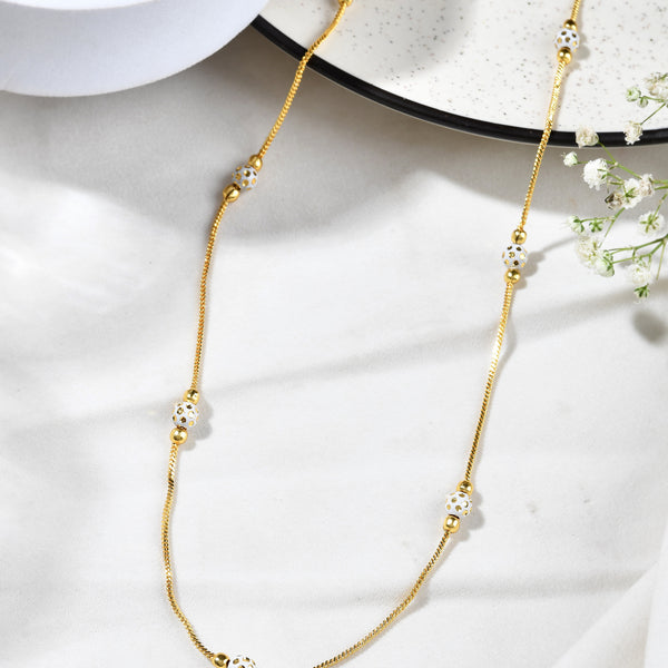 Jewels Nest Elegant Gold-Polished Beaded Chain – Premium Brass Designer Jewelry - Distacart