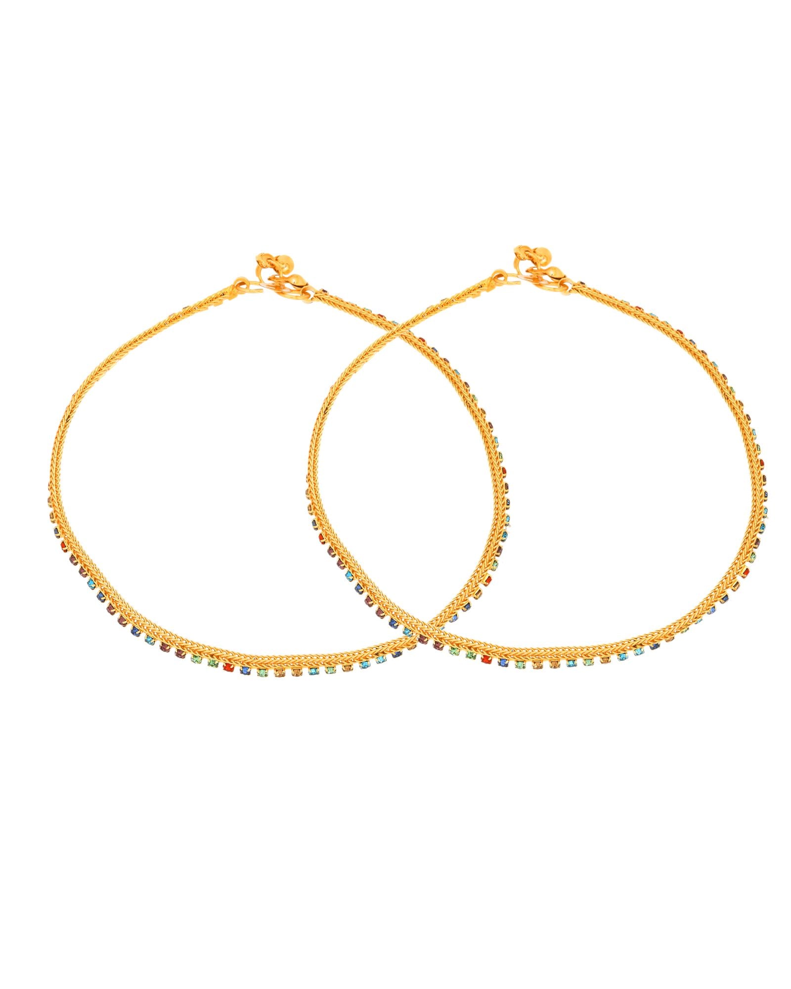 Jewels Nest Gold Plated Multicolor Stone Chain Anklet For Women - Distacart