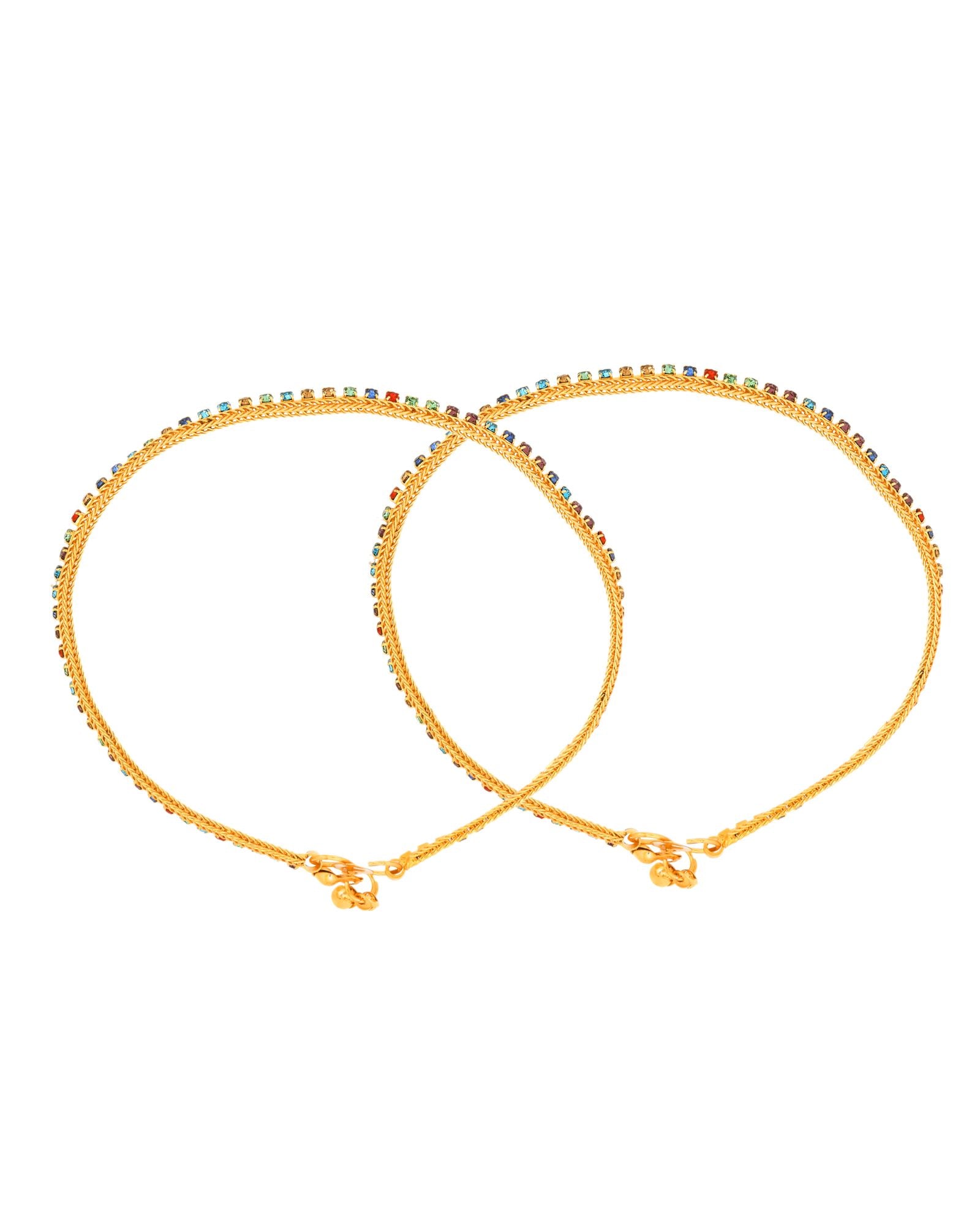 Jewels Nest Gold Plated Multicolor Stone Chain Anklet For Women - Distacart