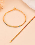 Thumbnail for Jewels Nest Gold Plated Multicolor Stone Chain Anklet For Women - Distacart