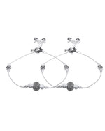 Thumbnail for Jewels Nest Oxidised Silver Beaded Adjustable Anklet With Leaf Charm - Distacart