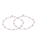 Thumbnail for Jewels Nest Silver Plated Pink Crystal Beads Adjustable Anklet For Women - Distacart