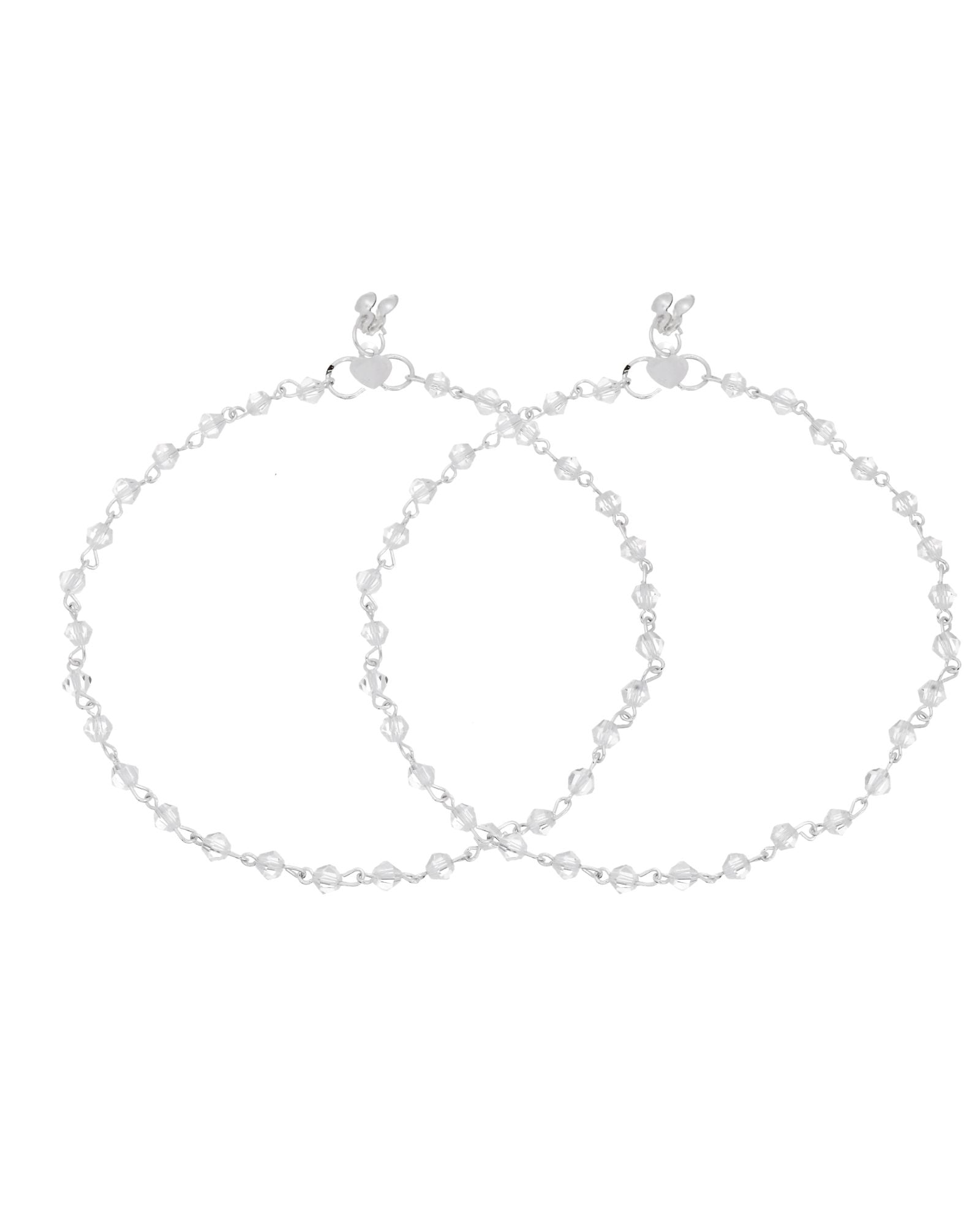 Jewels Nest Silver Plated Transparent Crystal Beads Adjustable Anklet For Women - Distacart
