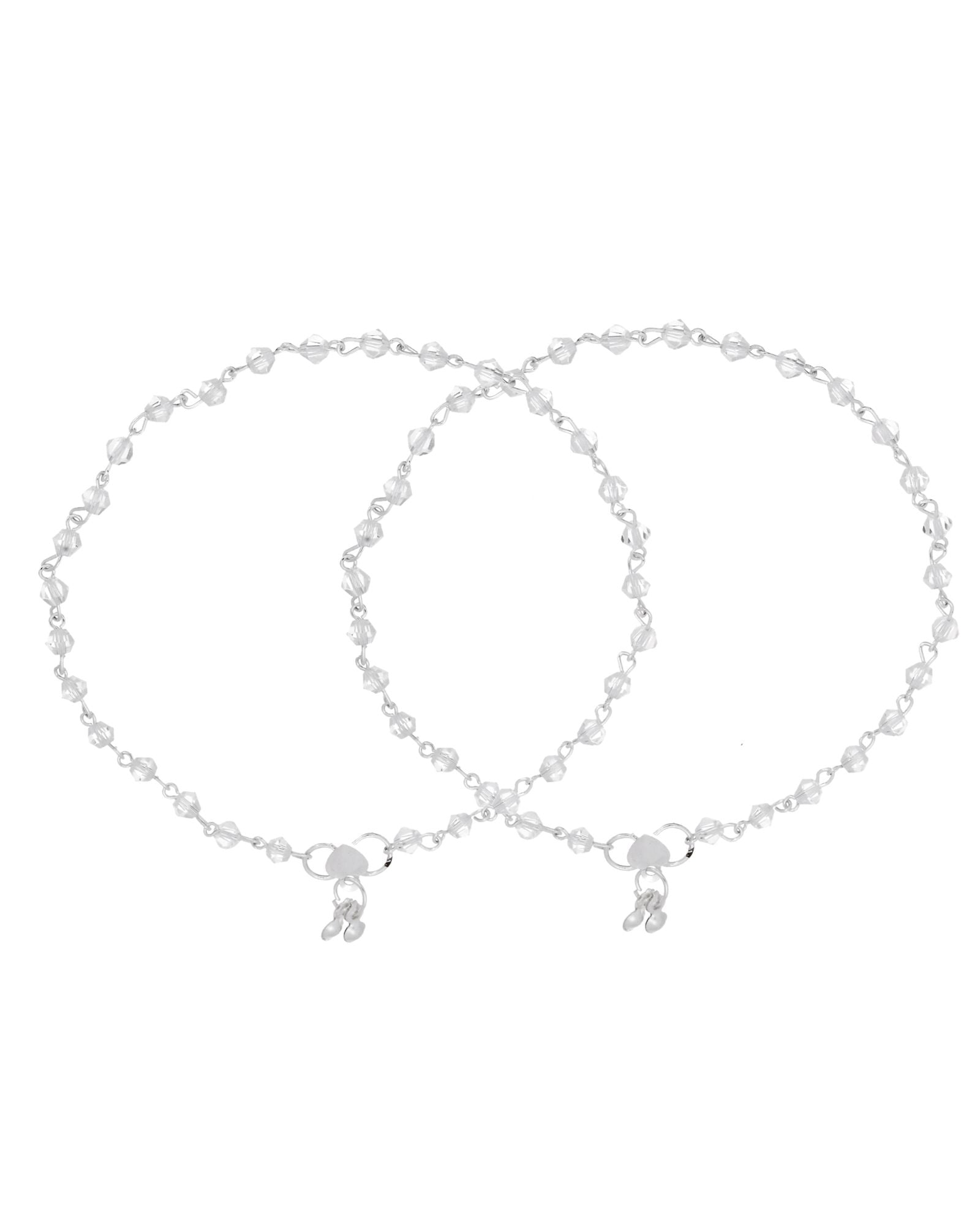Jewels Nest Silver Plated Transparent Crystal Beads Adjustable Anklet For Women - Distacart