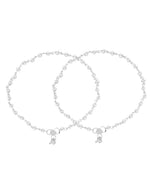 Thumbnail for Jewels Nest Silver Plated Transparent Crystal Beads Adjustable Anklet For Women - Distacart