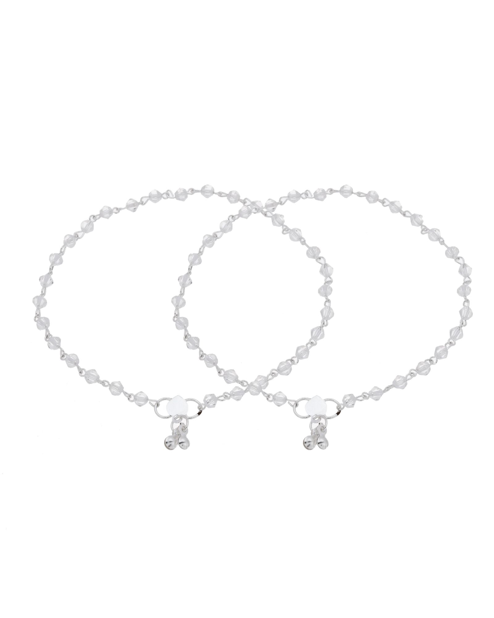 Jewels Nest Silver Plated Transparent Crystal Beads Adjustable Anklet For Women - Distacart
