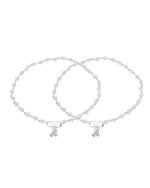 Thumbnail for Jewels Nest Silver Plated Transparent Crystal Beads Adjustable Anklet For Women - Distacart