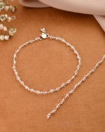 Thumbnail for Jewels Nest Silver Plated Transparent Crystal Beads Adjustable Anklet For Women - Distacart