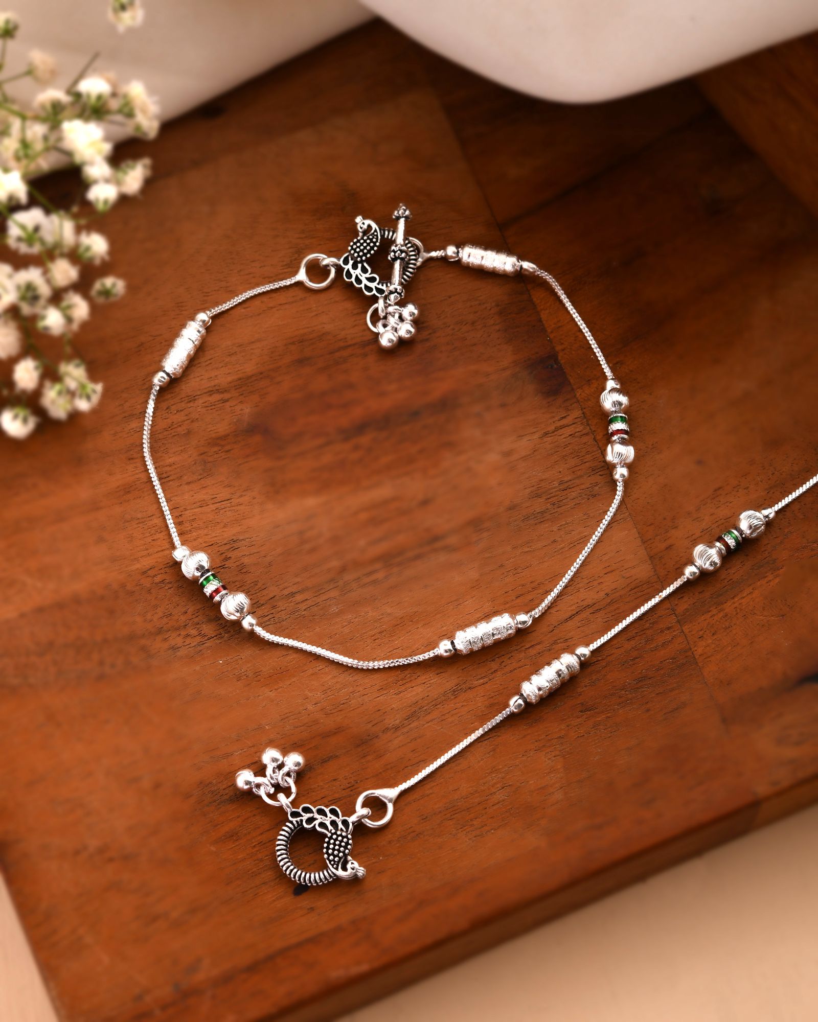 Jewels Nest Silver Plated Minimal Charm Adjustable Anklet For Women - Distacart