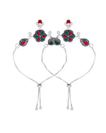 Thumbnail for Jewels Nest Silver Plated Floral Stone Adjustable Anklet With Ghungroo Charms For Women - Distacart