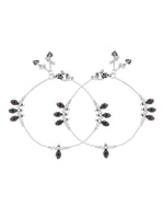 Thumbnail for Jewels Nest Silver Plated Oval Stone Adjustable Anklet With Leaf Charms For Women - Distacart