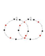 Thumbnail for Jewels Nest Bold Tricolor Beaded Silver Anklet With Adjustable Chain Closure - Distacart