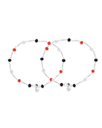 Thumbnail for Jewels Nest Bold Tricolor Beaded Silver Anklet With Adjustable Chain Closure - Distacart