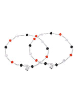 Thumbnail for Jewels Nest Bold Tricolor Beaded Silver Anklet With Adjustable Chain Closure - Distacart